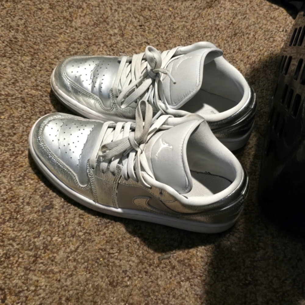 Silver and White Sneakers